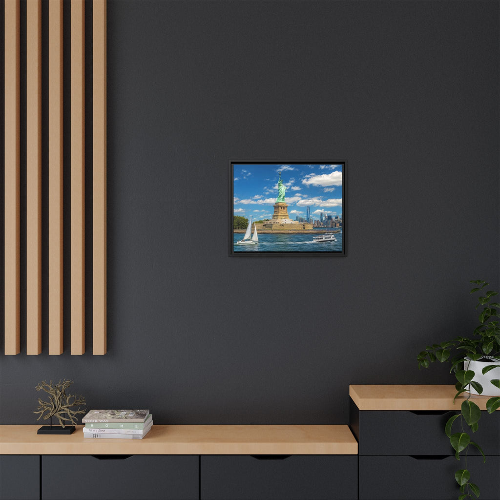Statue of Liberty Matte Framed Canvas Print — New York City Landmark Wall Art