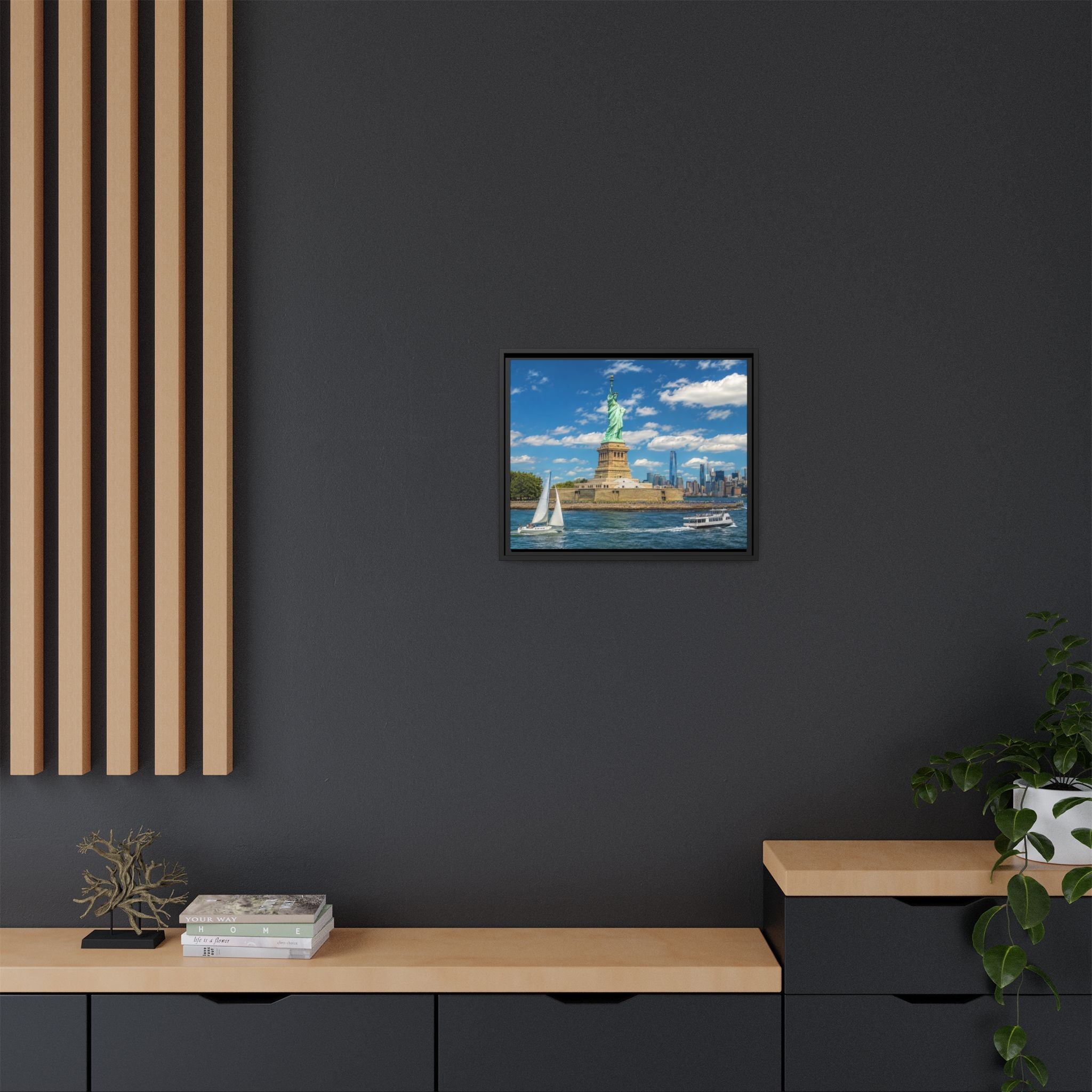 Statue of Liberty Matte Framed Canvas Print — New York City Landmark Wall Art