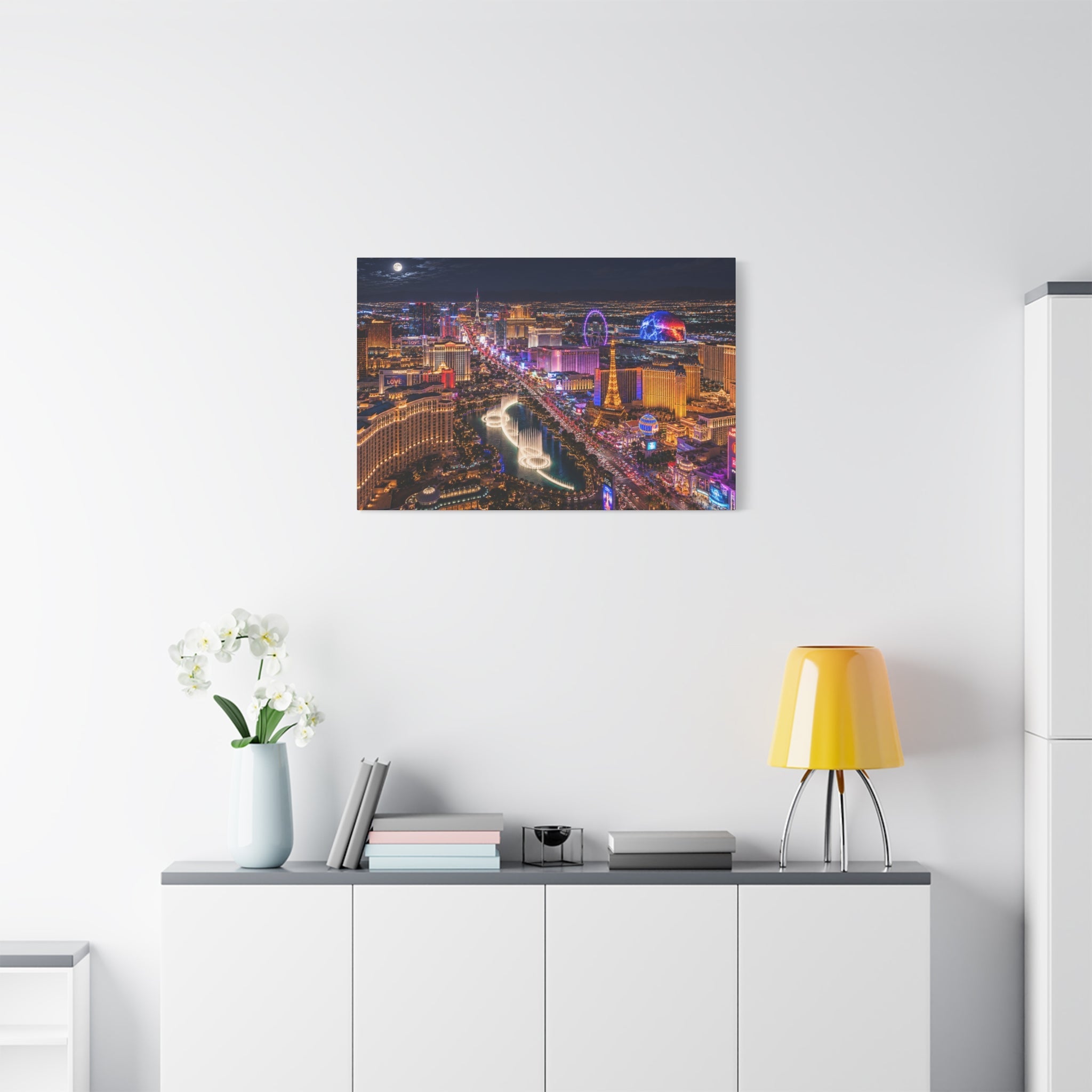Las Vegas Strip Nightscape Matte Canvas Print — Stunning Vibrant Art