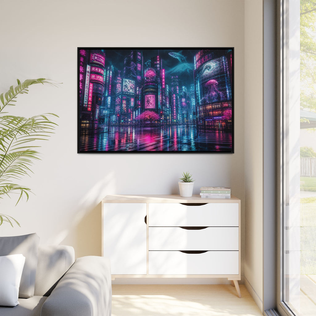 Tokyo Neon Night Canvas Wall Art Print Ready to Hang