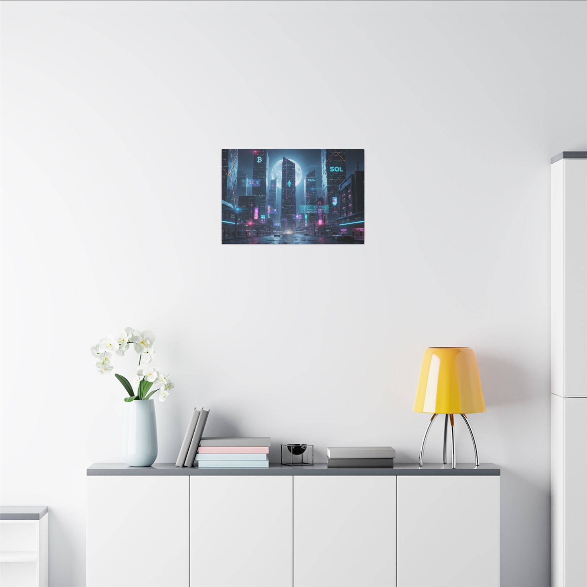 Cybercity Neon Canvas Print — Futuristic Nightscape Wall Art