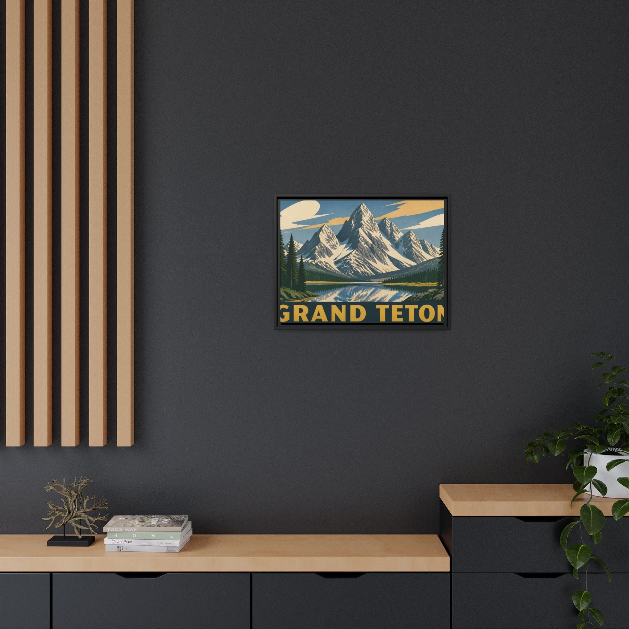 Grand Teton Vintage Travel Poster Canvas Wall Art Print Ready to Hang