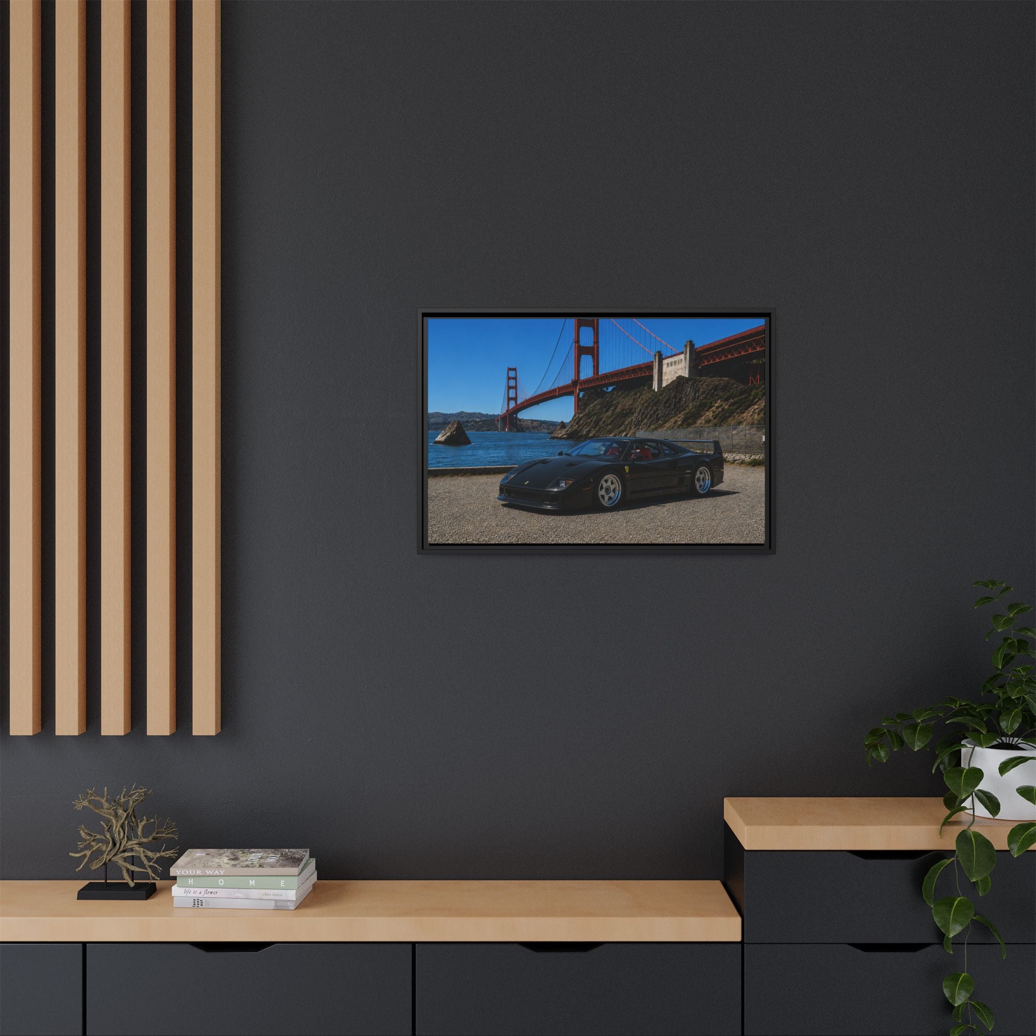 Ferrari F40 1987 At Golden Gate — Stunning Framed Matte Canvas Wall Art