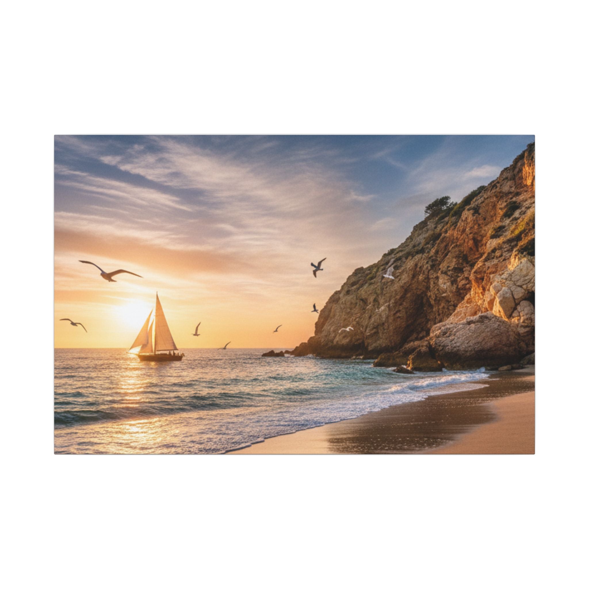 Seaside Sunset Sail Canvas