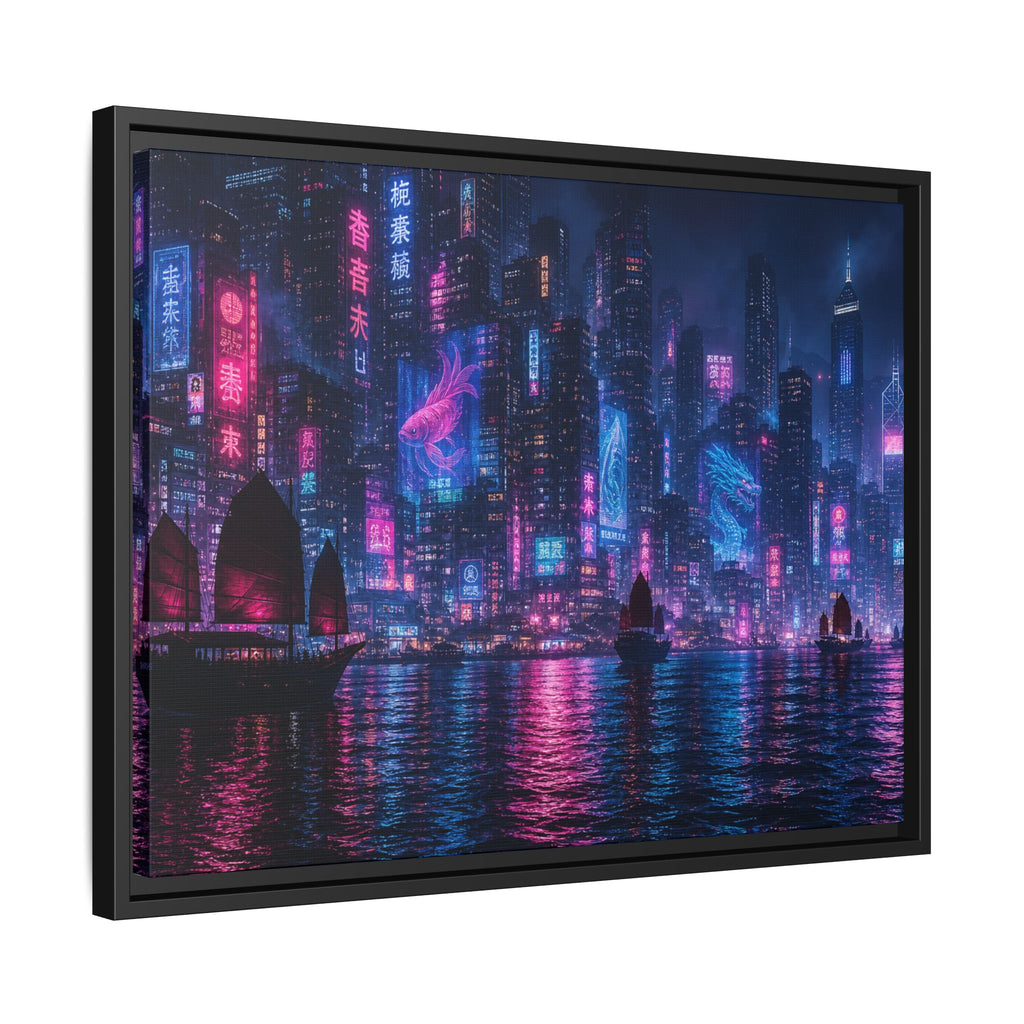 Hong Kong Harbor Night Canvas Wall Art Print Ready to Hang