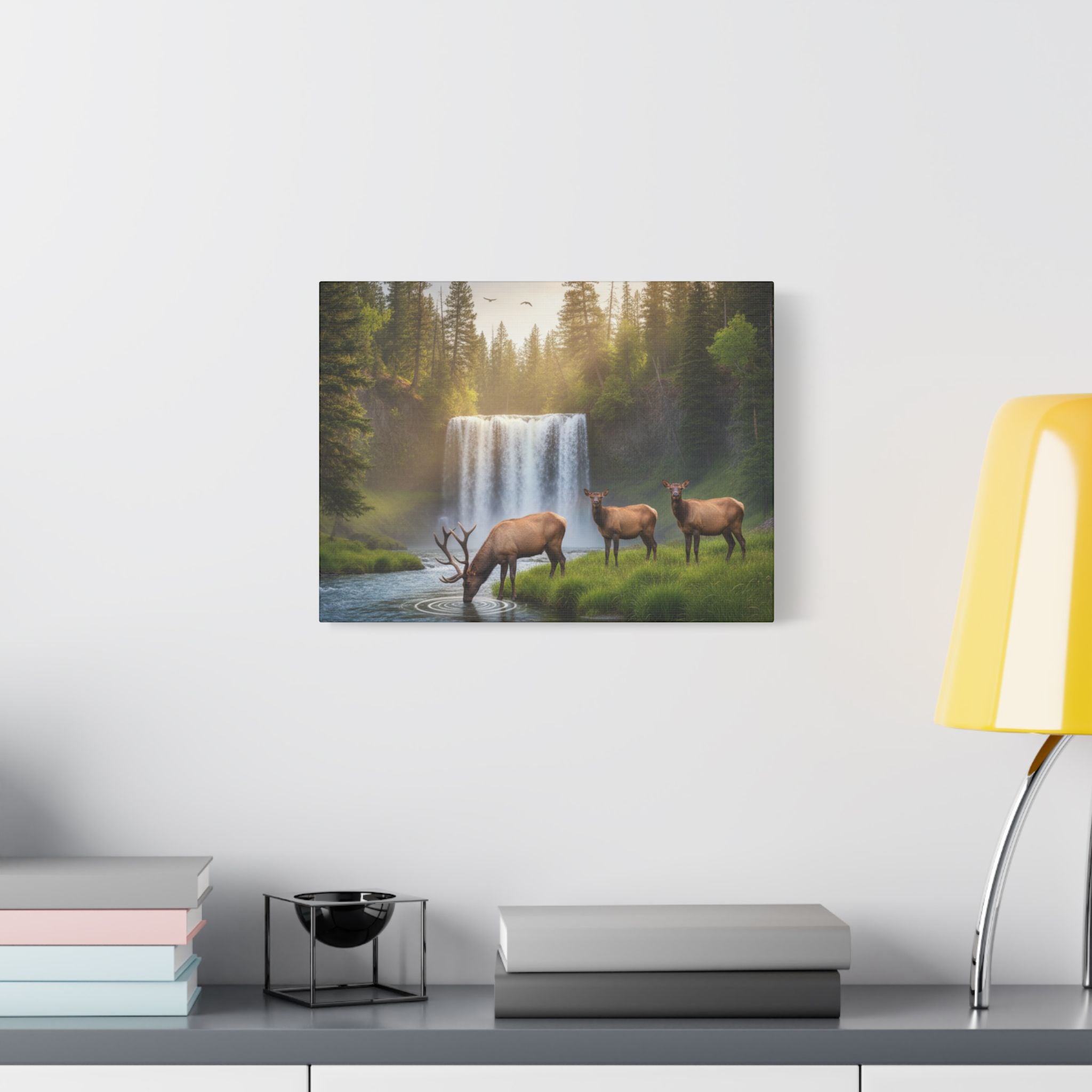 Waterfall Elk Canvas