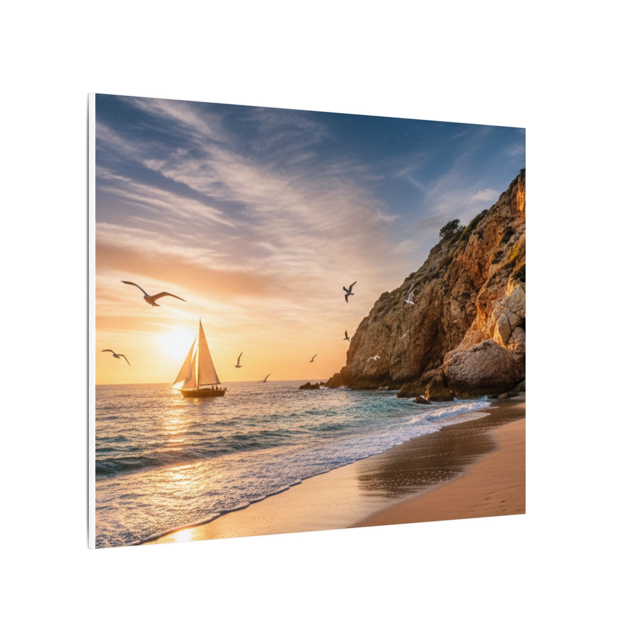 Seaside Sunset Sail Canvas