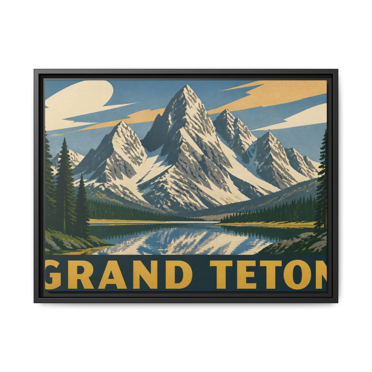 Grand Teton Vintage Travel Poster Canvas Wall Art Print Ready to Hang