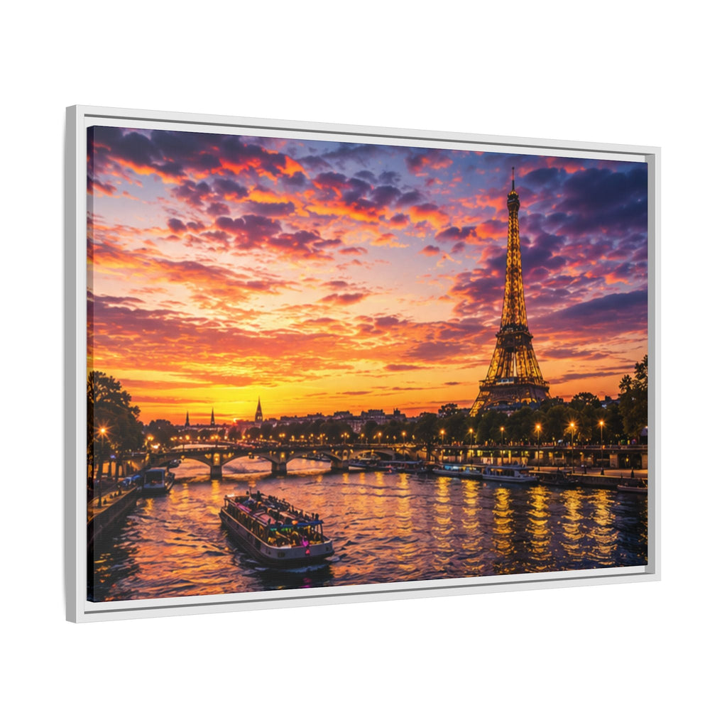 Paris Sunset Matte Canvas Wall Art - Framed - Stunning Picture