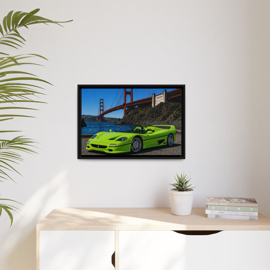 Ferrari F50 1995 — At Golden Gate Bridge - Framed Canvas Art - Stunning