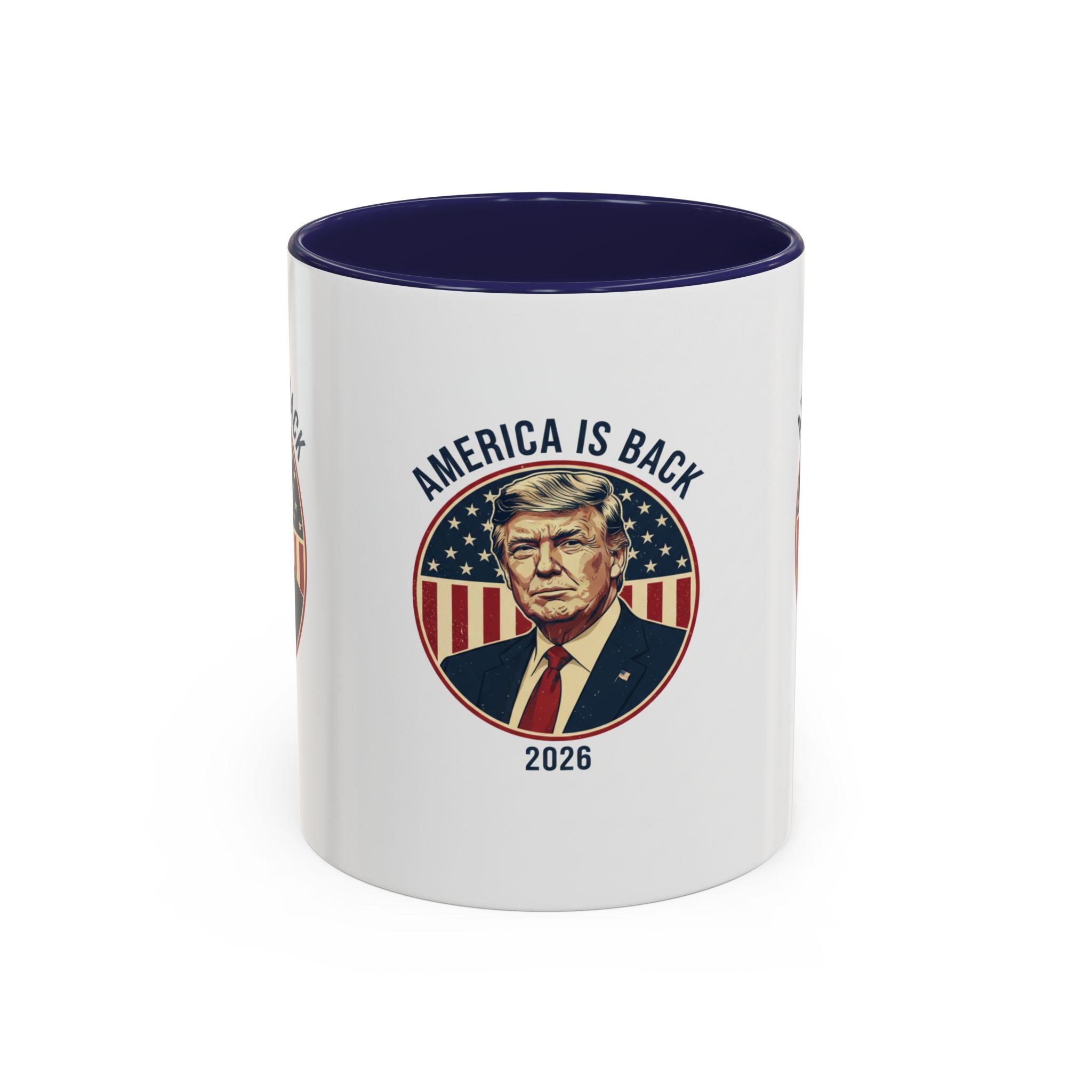 America Is Back 2026 Accent Coffee Mug — Patriotic Trump Campaign Ceramic Mug