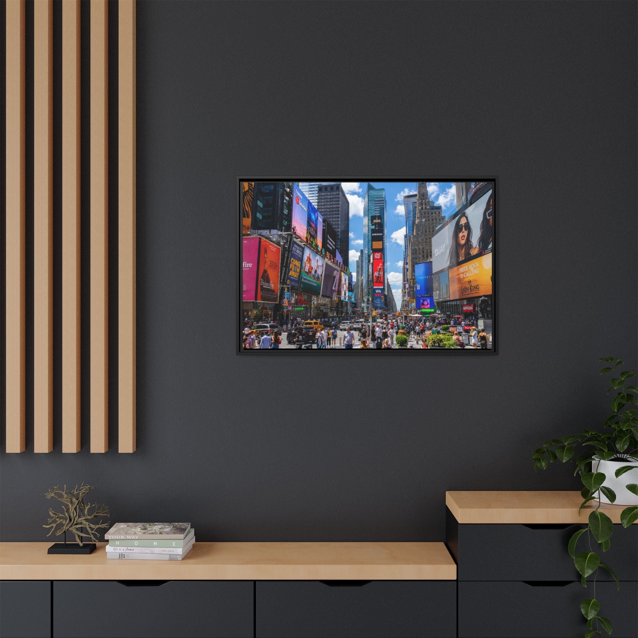 Times Square New York Matte Canvas Framed Wall Art — Vibrant Cityscape Photography