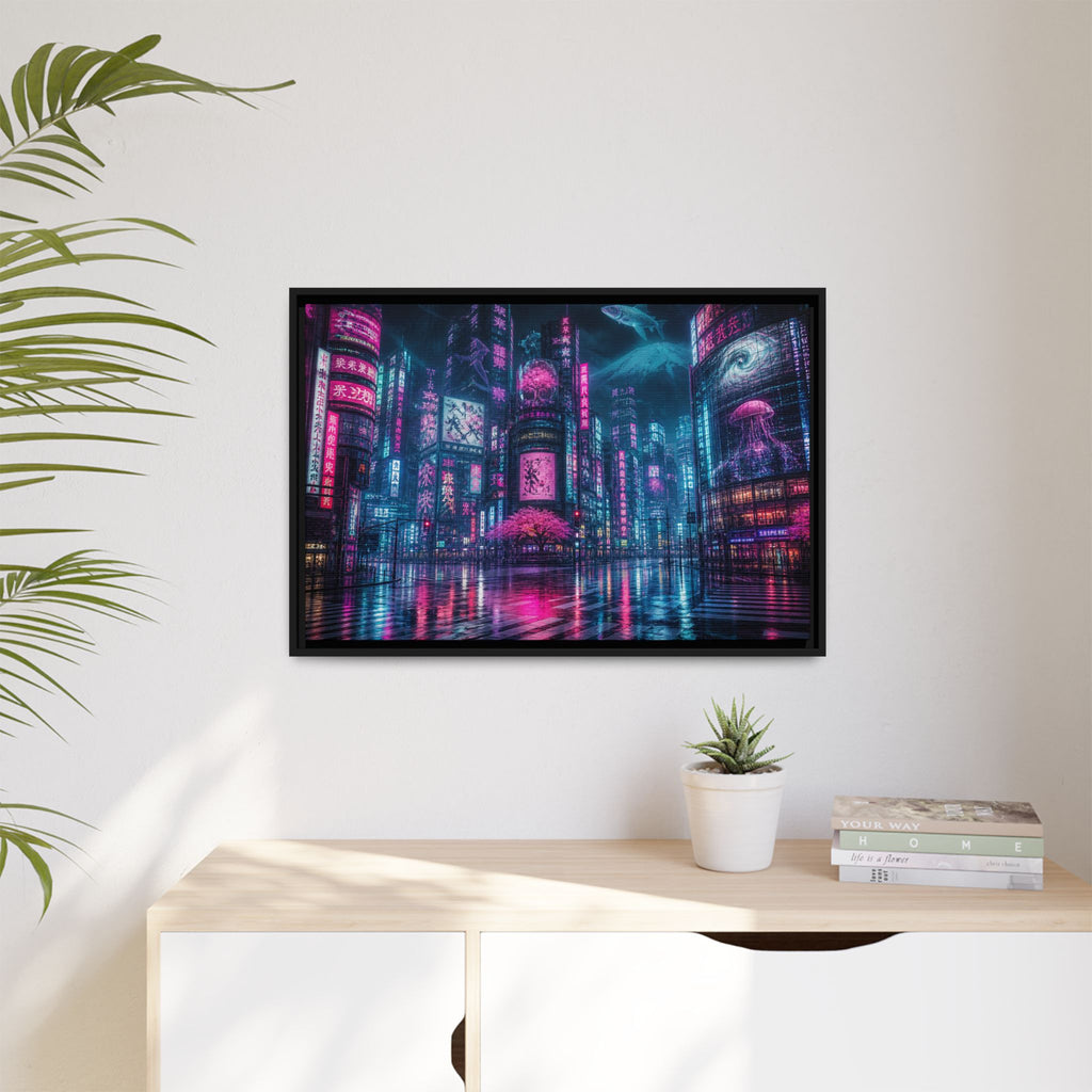 Tokyo Neon Night Canvas Wall Art Print Ready to Hang