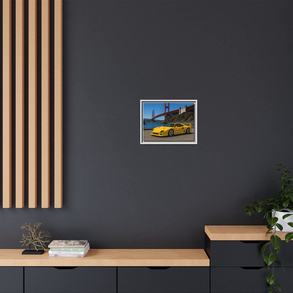 Ferrari 1987 F40 — Yellow Ferrari by the Golden Gate Bridge - Stunning Framed Canvas