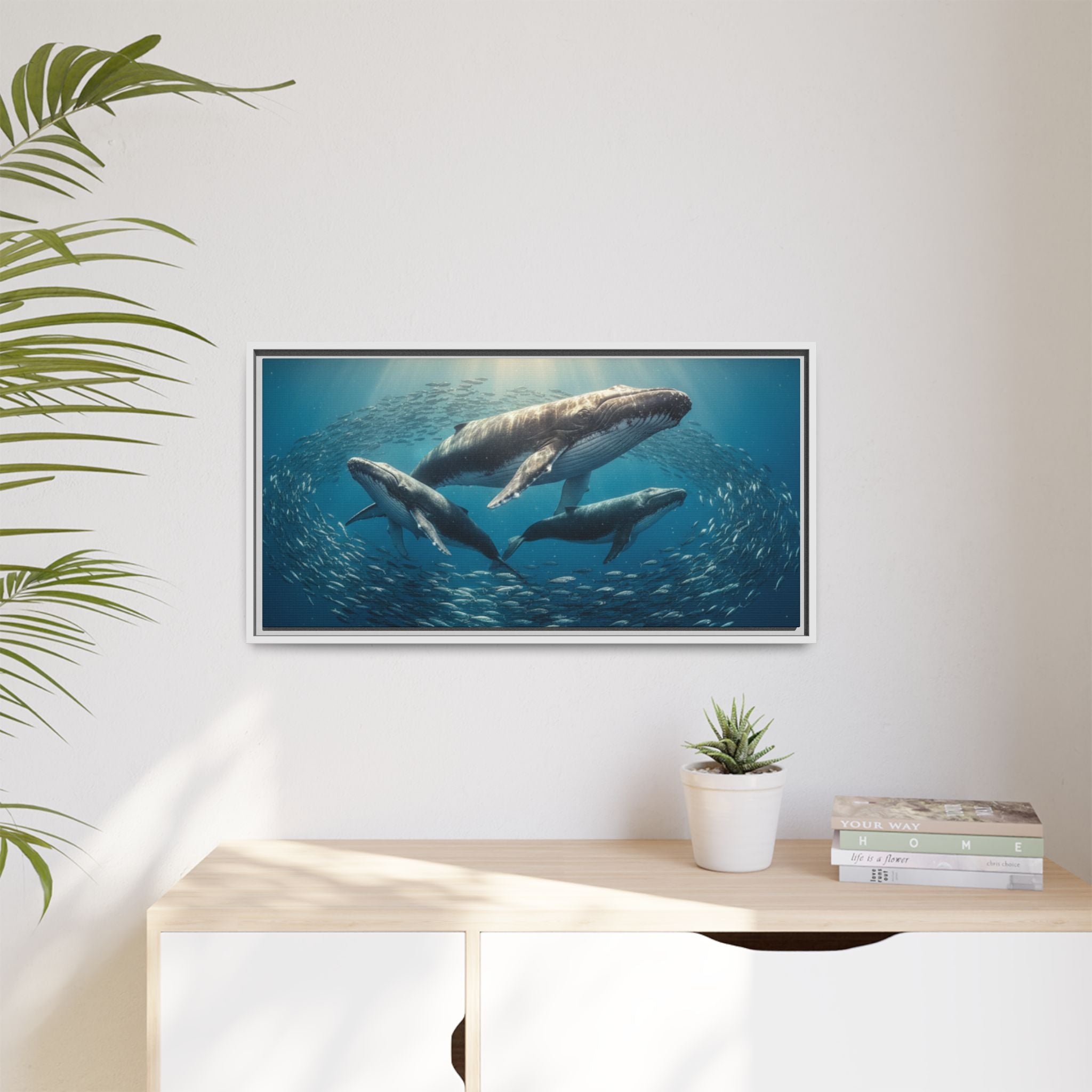 Whale Family Canvas Wall Art - Framed - Stunning