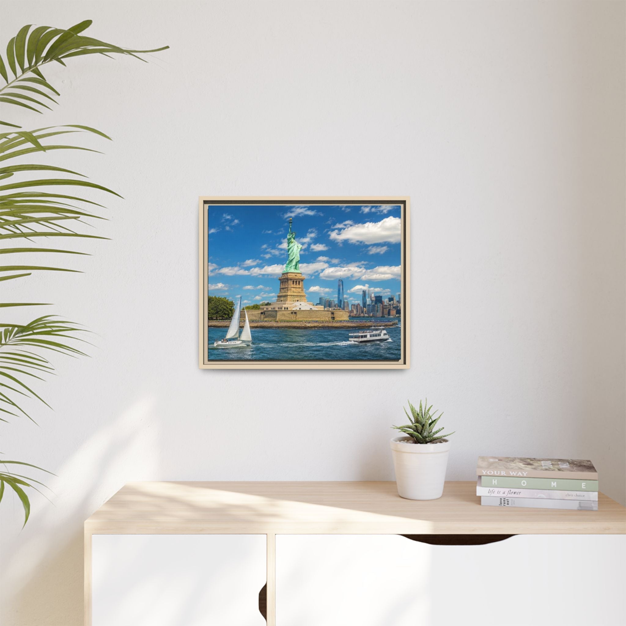Statue of Liberty Matte Framed Canvas Print — New York City Landmark Wall Art