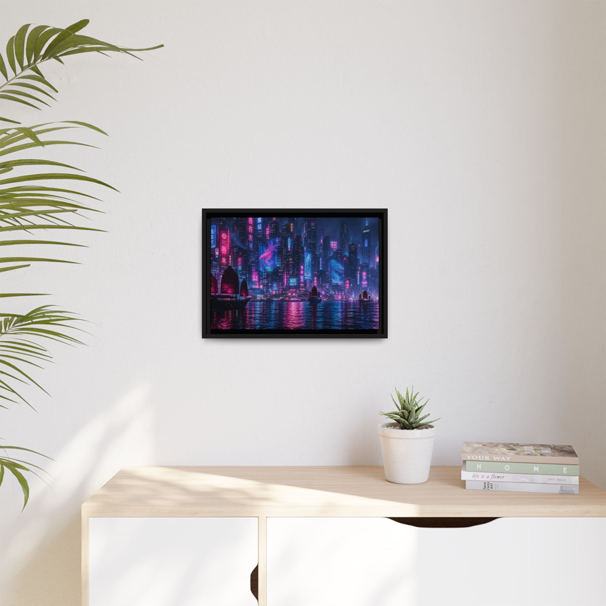 Hong Kong Harbor Night Canvas Wall Art Print Ready to Hang