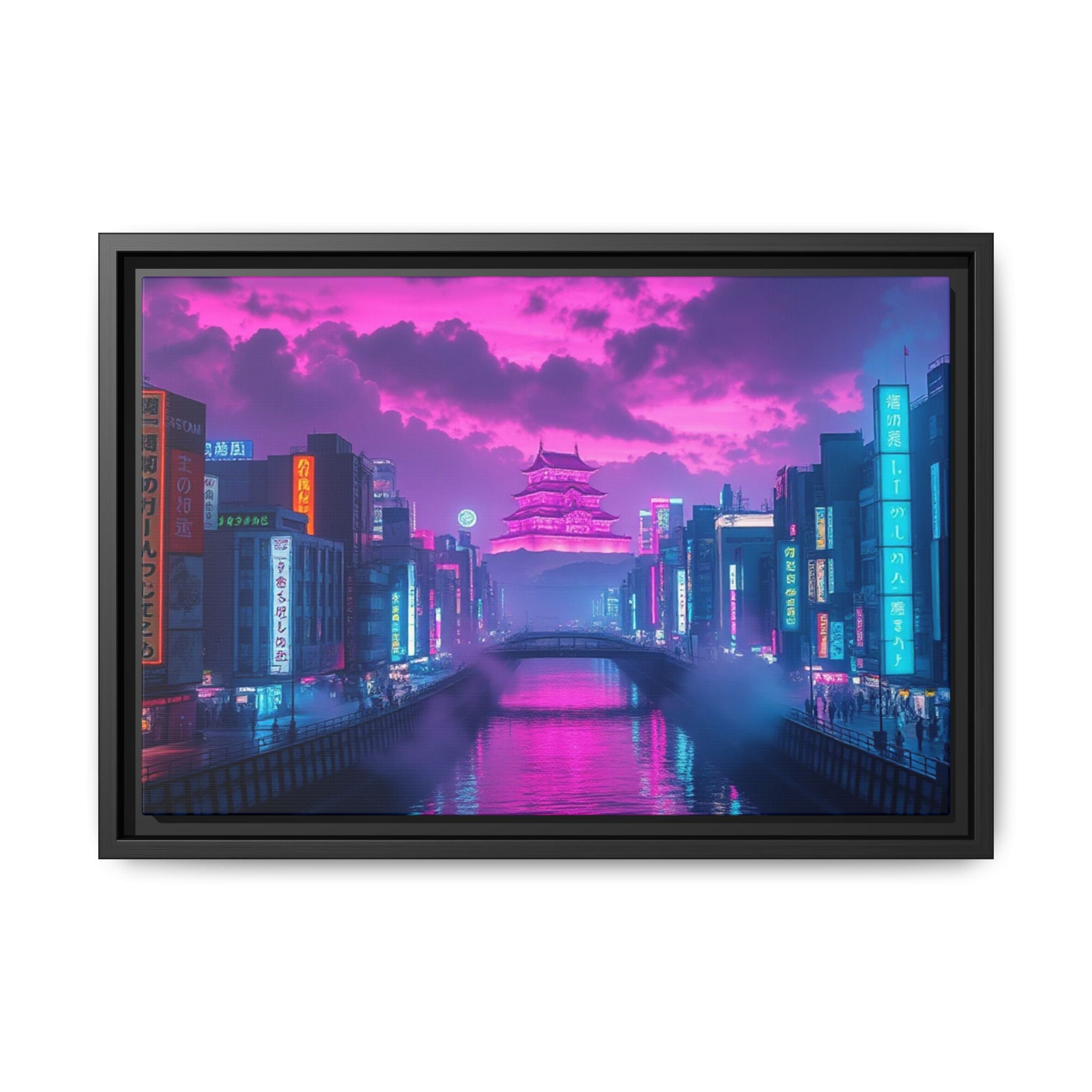 Osaka Neon Night Canvas Wall Art Print Ready to Hang
