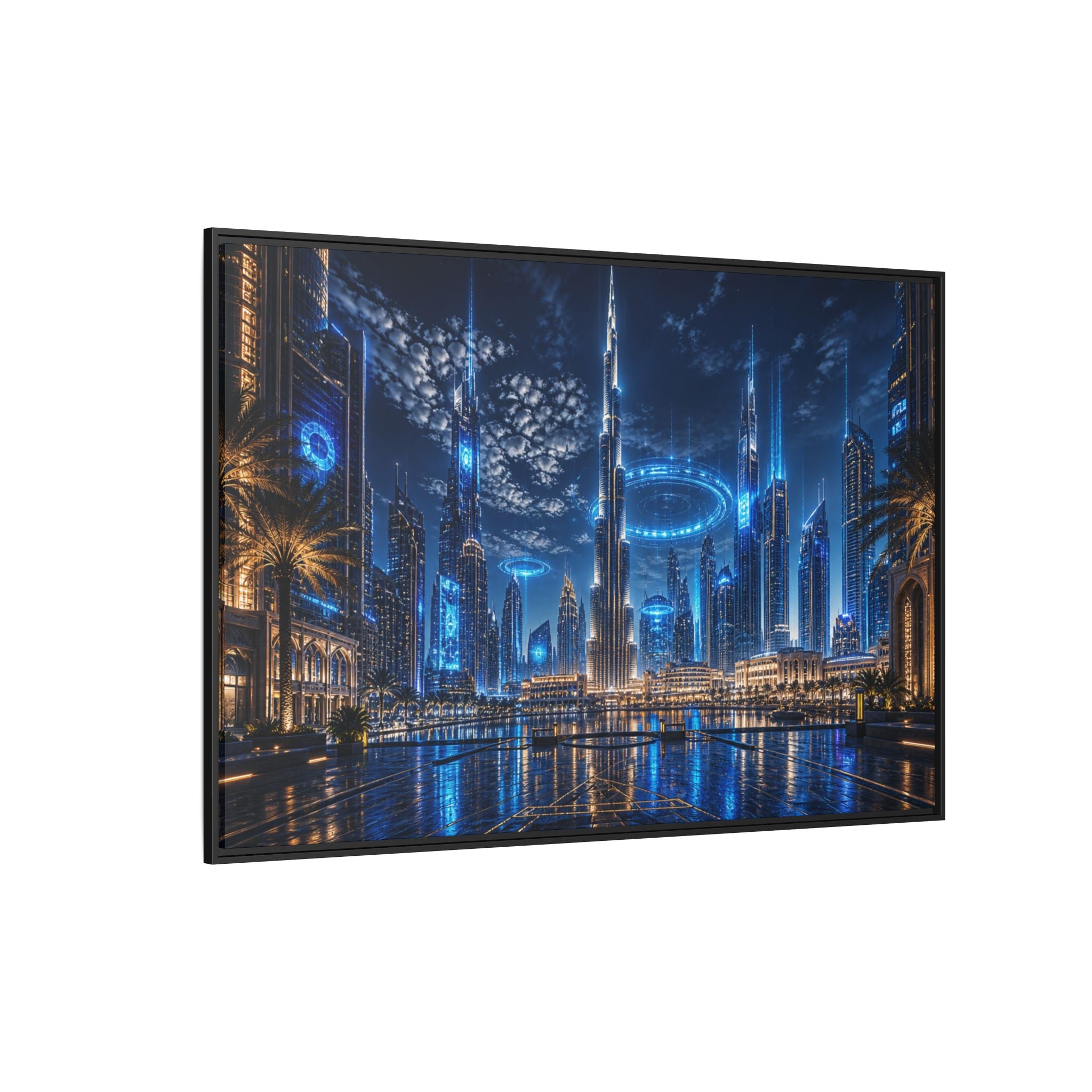 Dubai Night Skyline Canvas Wall Art Print Ready to Hang