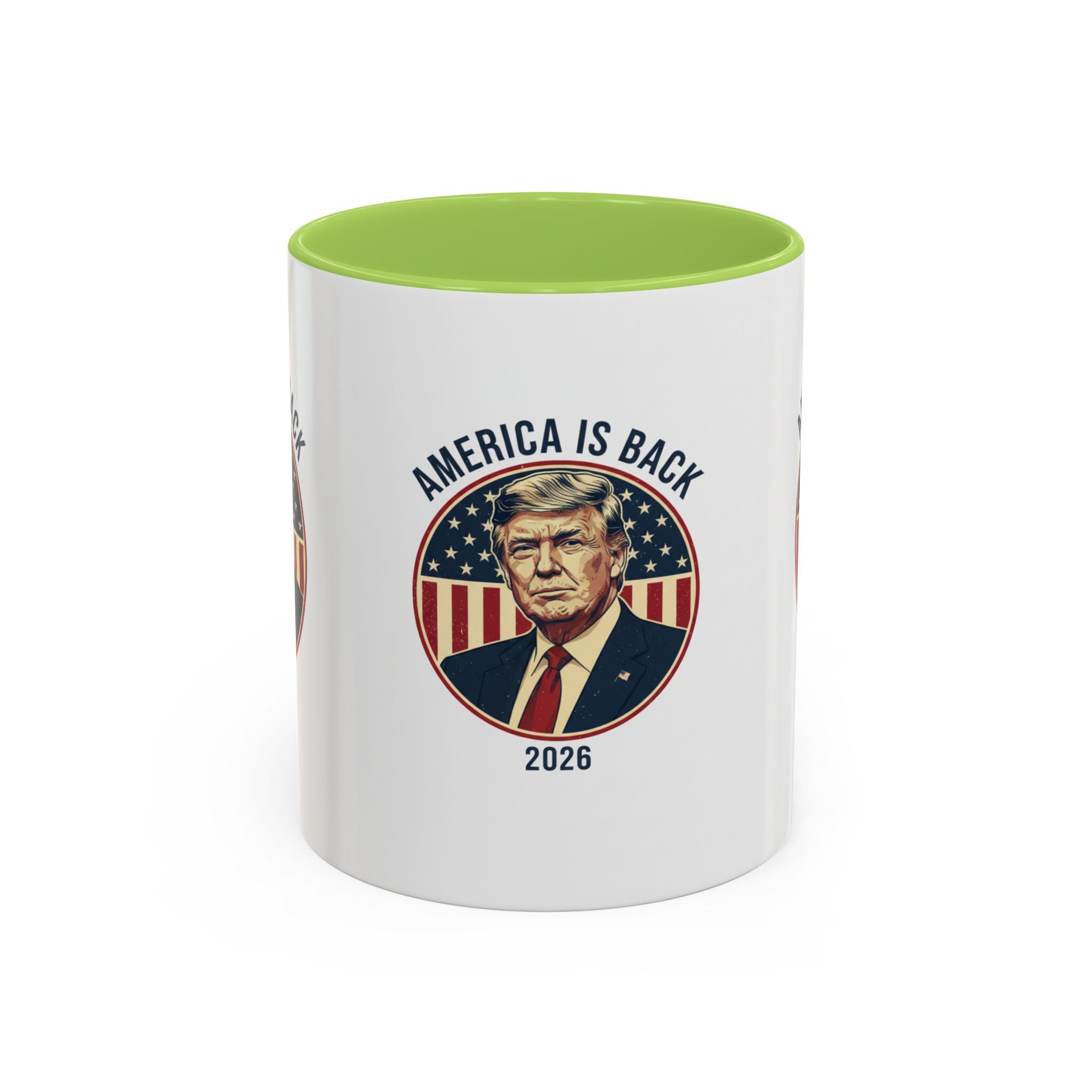 America Is Back 2026 Accent Coffee Mug — Patriotic Trump Campaign Ceramic Mug