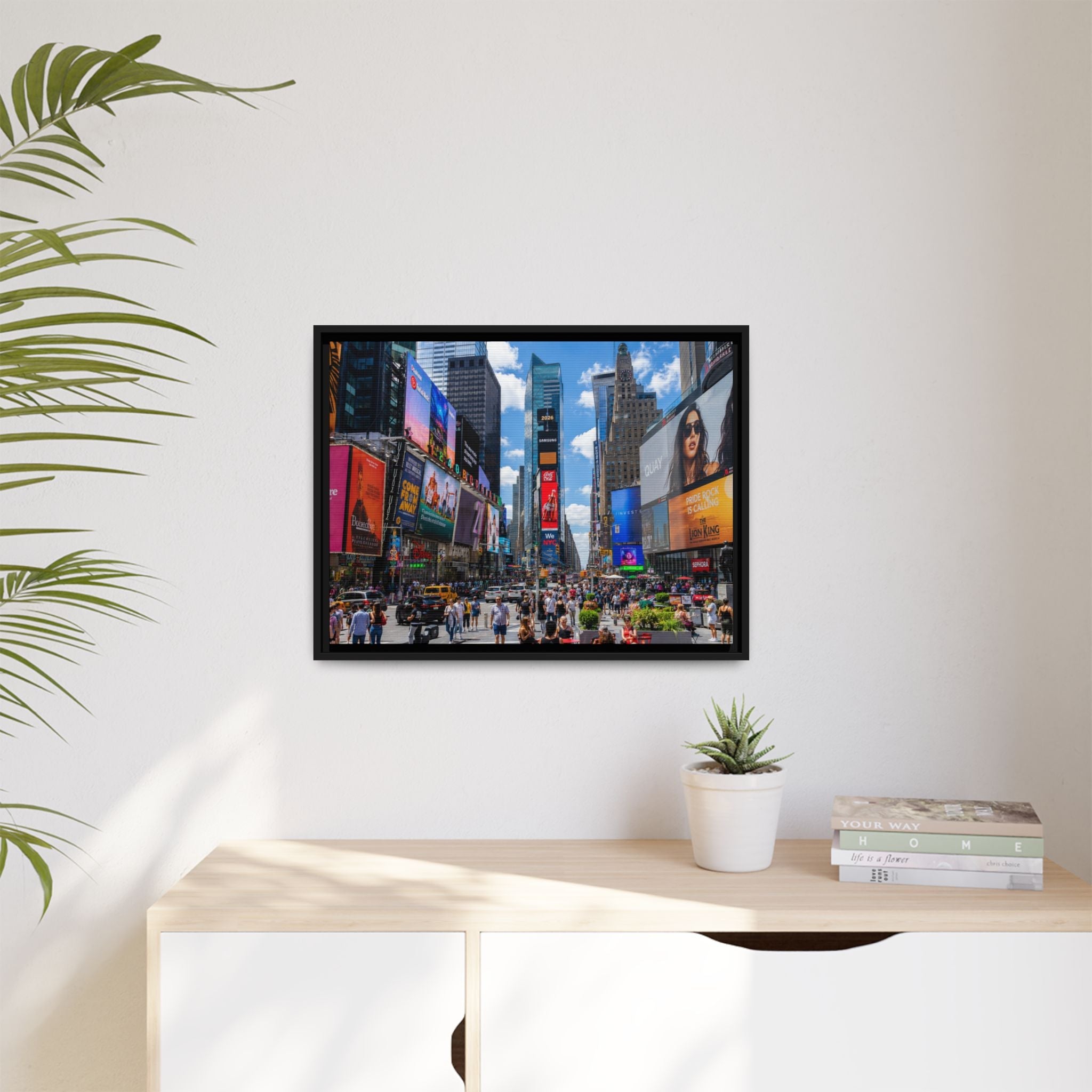 Times Square New York Matte Canvas Framed Wall Art — Vibrant Cityscape Photography