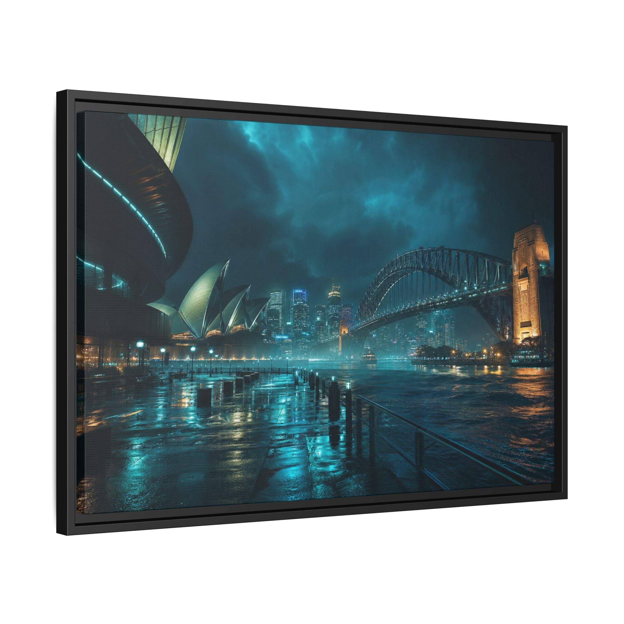 Sydney Harbor Night Canvas Wall Art Print Ready to Hang