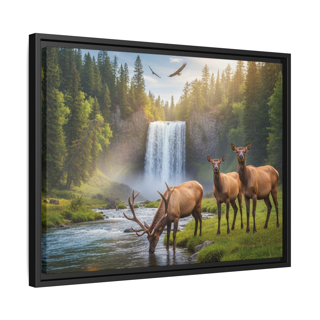 Elk Forest Landscape Wall Art - Eagles Flying - Stunning