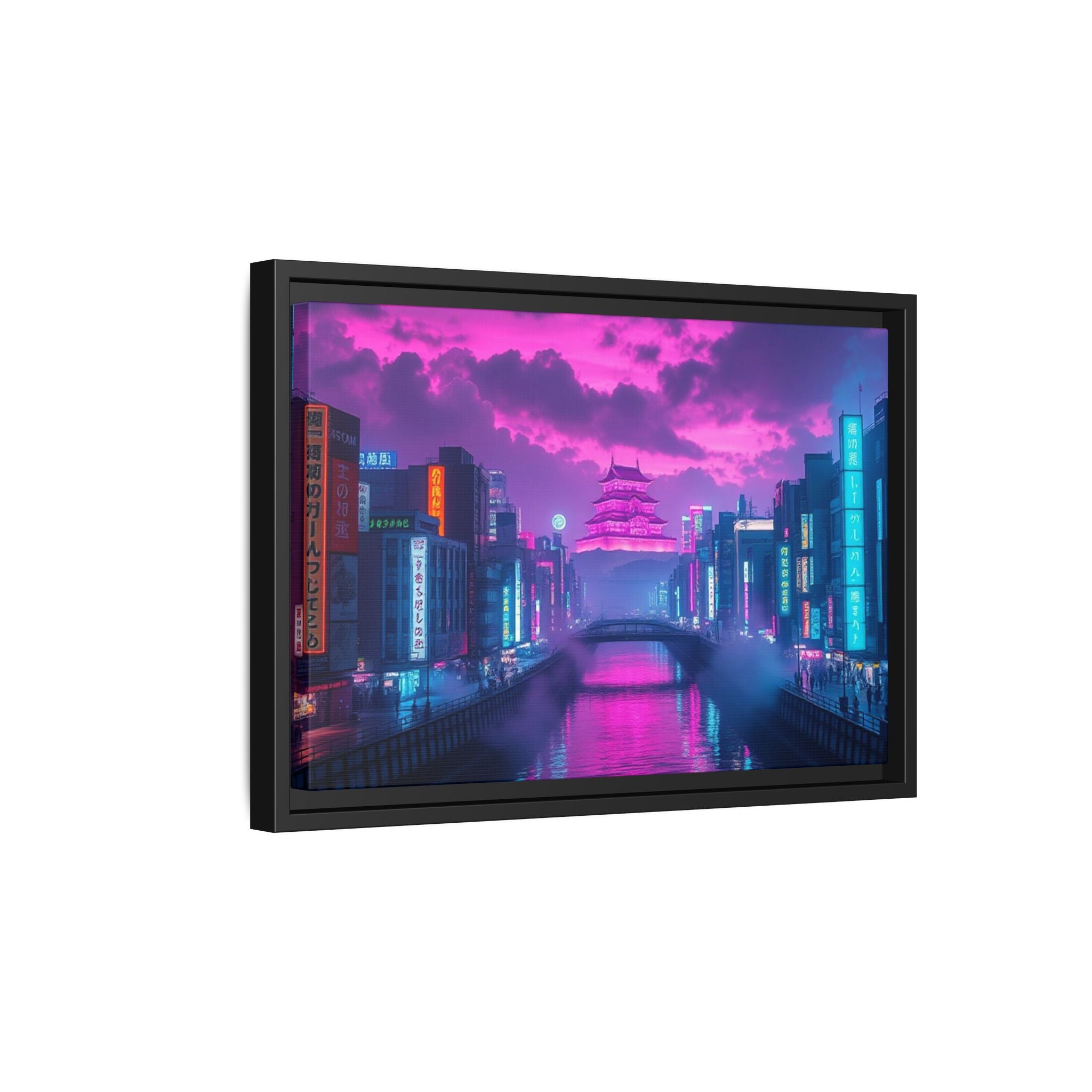 Osaka Neon Night Canvas Wall Art Print Ready to Hang