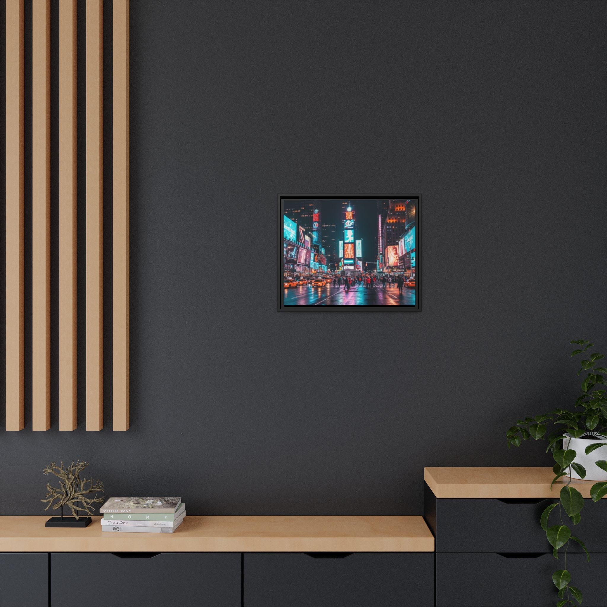 New york / Japan Nightskape Cityskape Framed Canvas Art - Stunning