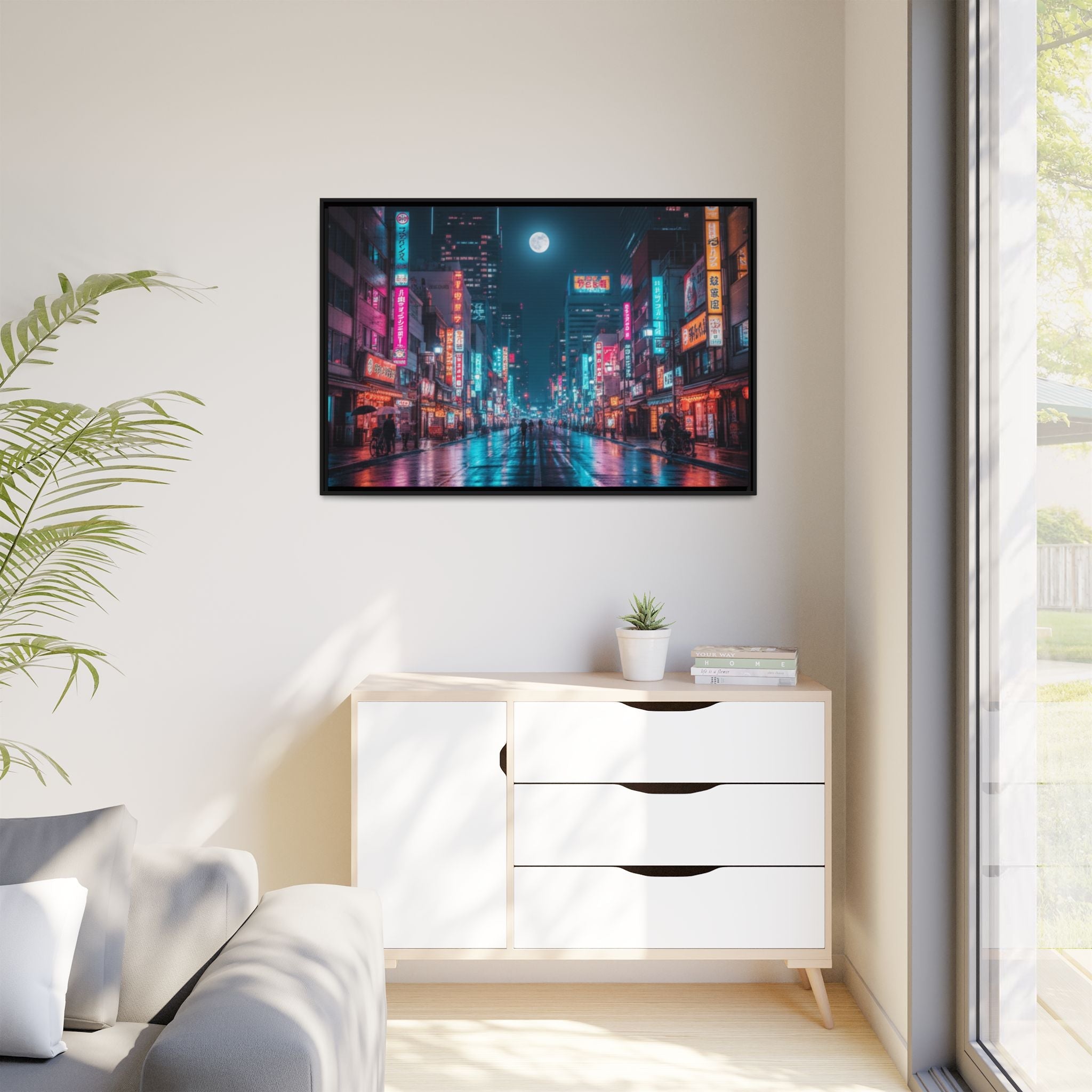 Japan Nightscape Canvas Framed Print - Stunning - Vibrant