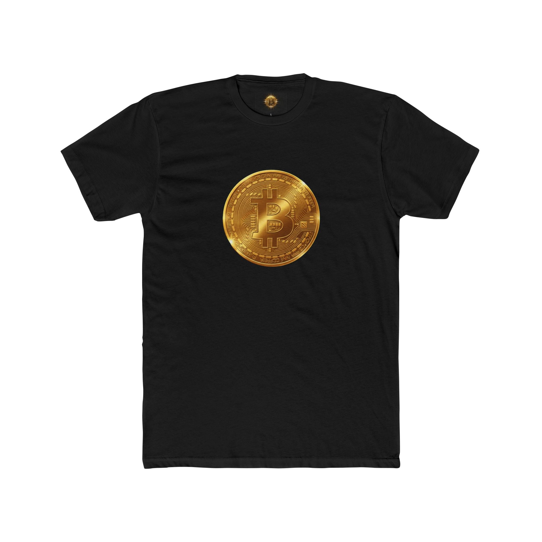 Bitcoin Crew Tee — Golden Crypto Coin Graphic T‑Shirt