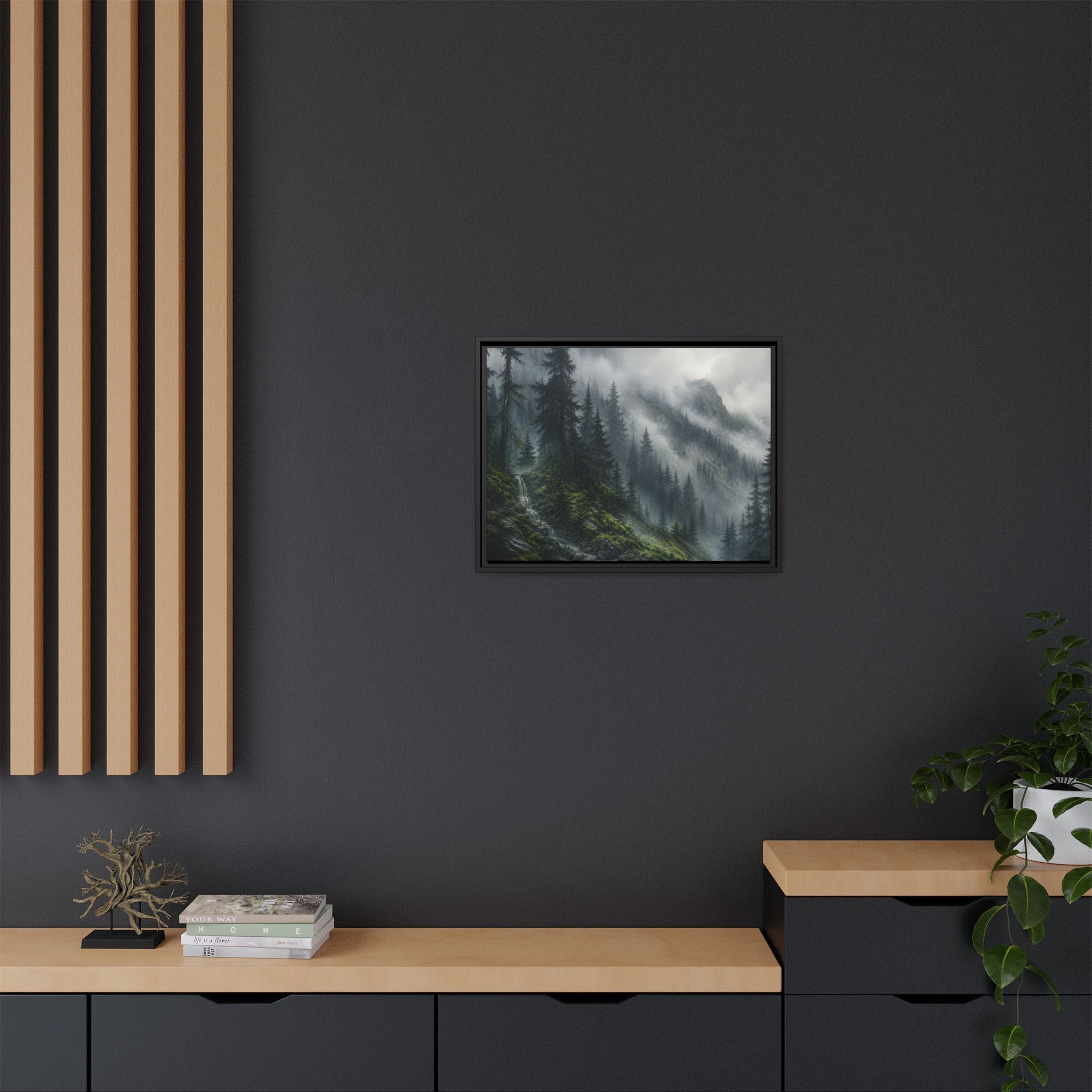 Cascades Fog Forest Canvas Wall Art Print Ready to Hang