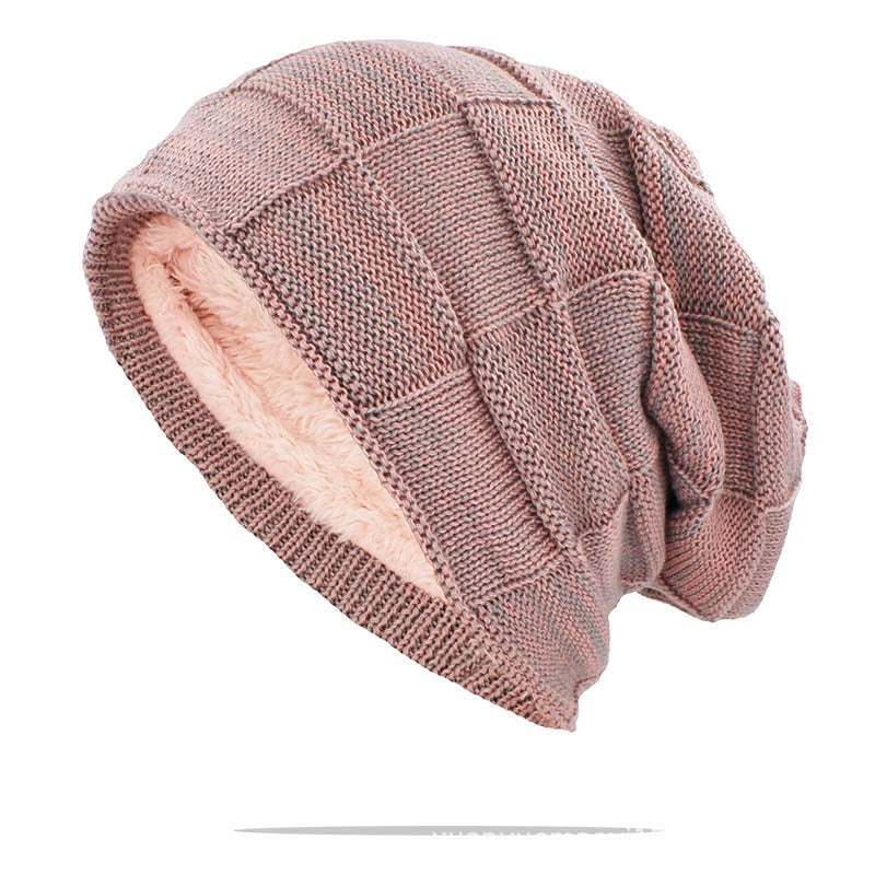 Plush pullover hat unisex ear protection knitted pile up hat for men and women
