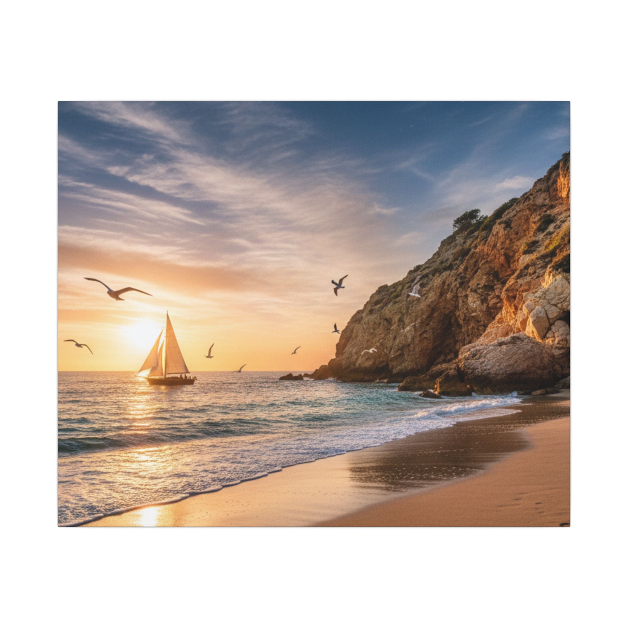 Seaside Sunset Sail Canvas