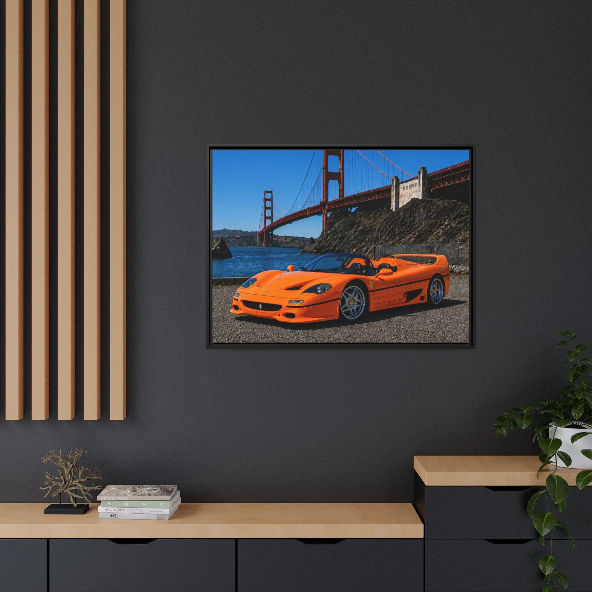 Ferrari F50 1995 - Golden Gate Bridge - Framed Canvas Print - Stunning