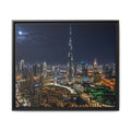 Dubai Night Skyline Matte Framed Canvas Print