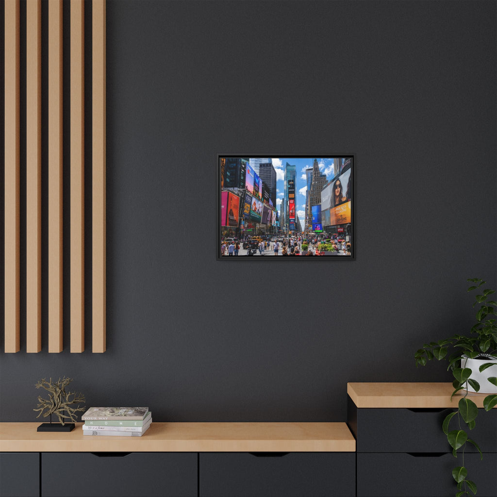 Times Square New York Matte Canvas Framed Wall Art — Vibrant Cityscape Photography