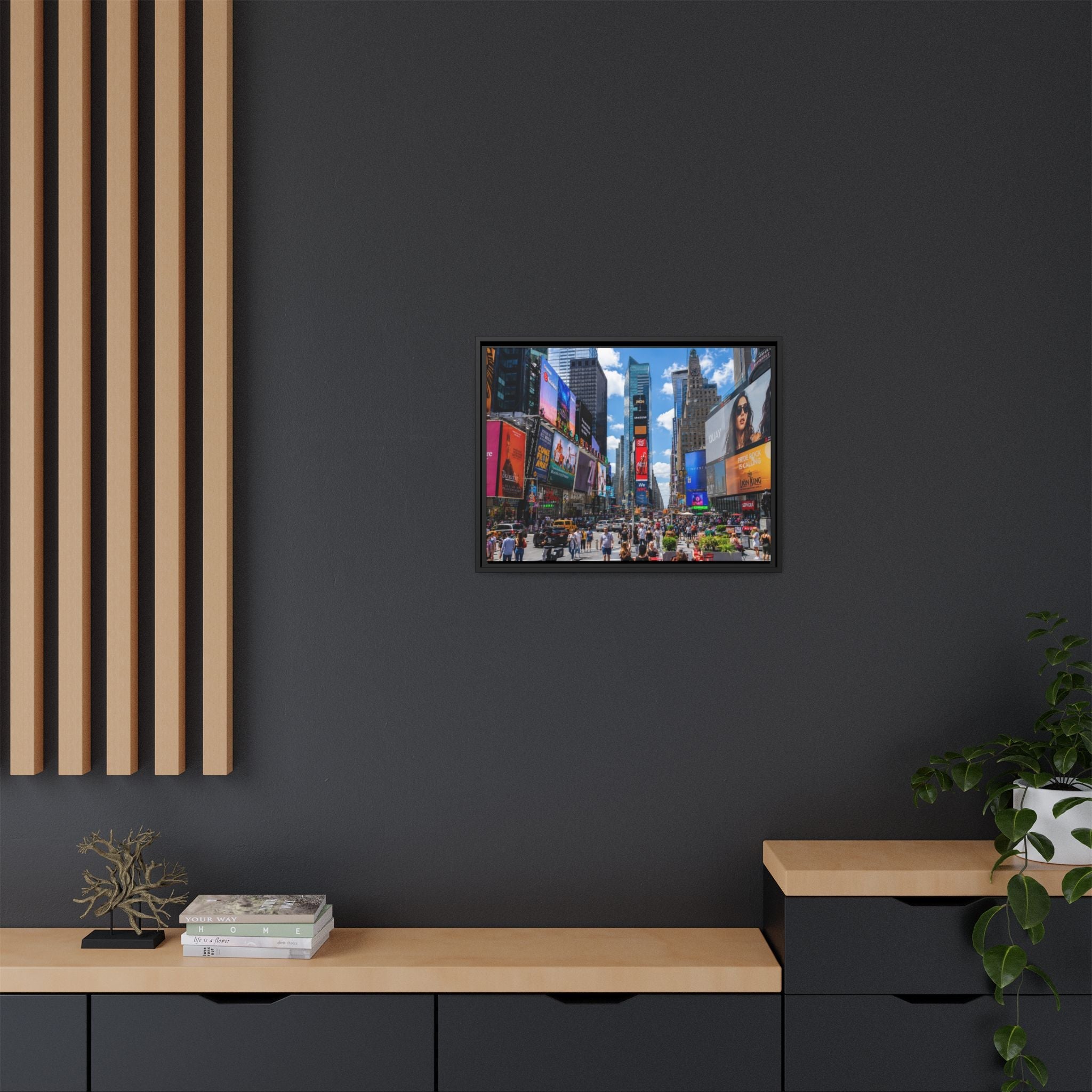 Times Square New York Matte Canvas Framed Wall Art — Vibrant Cityscape Photography