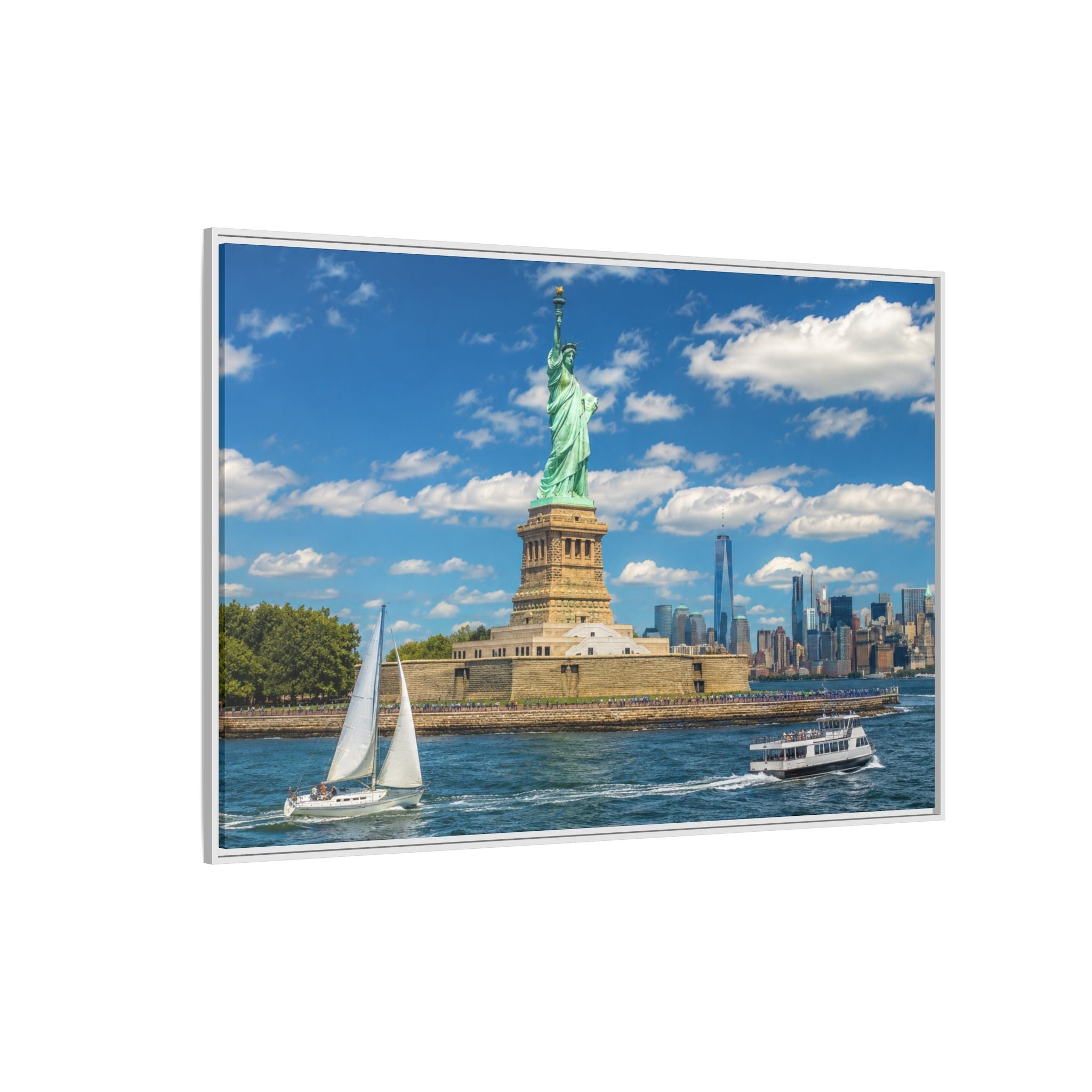 Statue of Liberty Matte Framed Canvas Print — New York City Landmark Wall Art