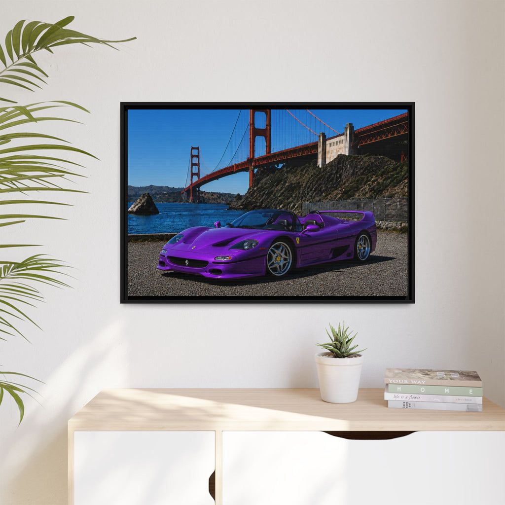 Ferrari F50 1995 — Stunning Canvas Print - At Golden Gate Bridge