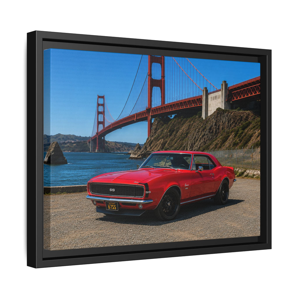 1967 Camaro SS - Stunning Camaro at Golden Gate Bridge - Framed Canvas