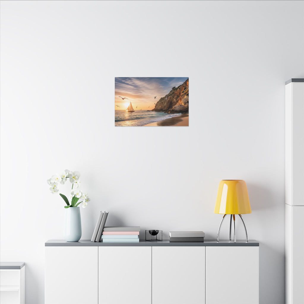Seaside Sunset Sail Canvas