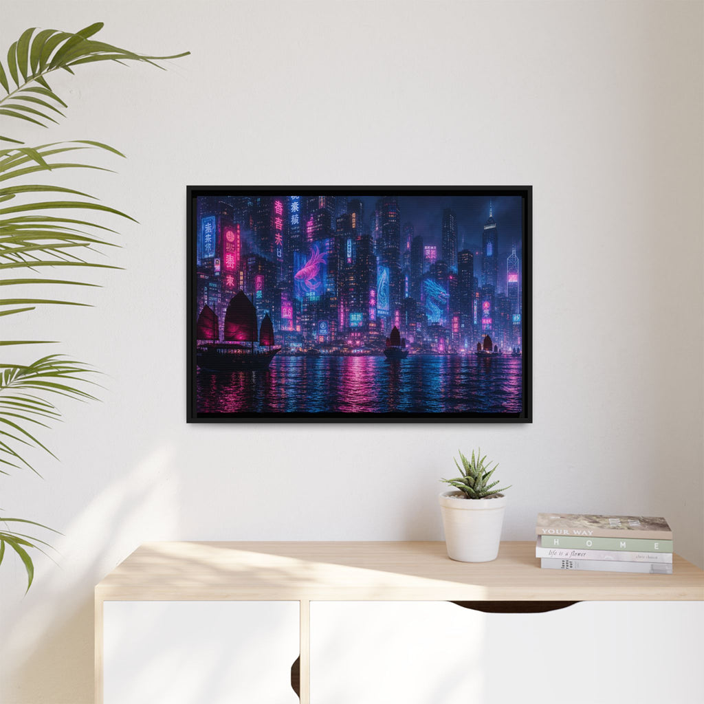 Hong Kong Harbor Night Canvas Wall Art Print Ready to Hang