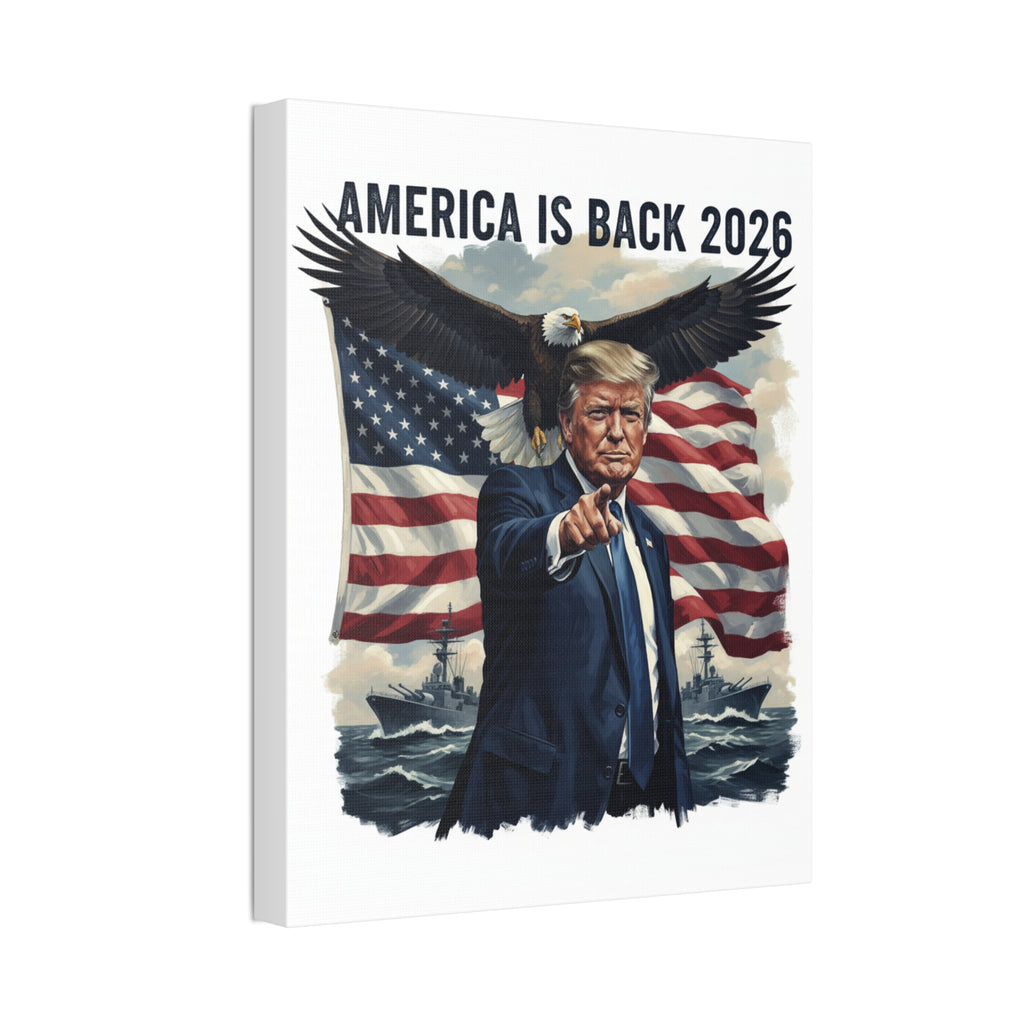 Patriotic 'America Is Back 2026' Canvas Wall Art