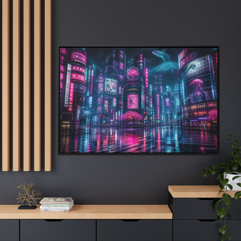 Tokyo Neon Night Canvas Wall Art Print Ready to Hang