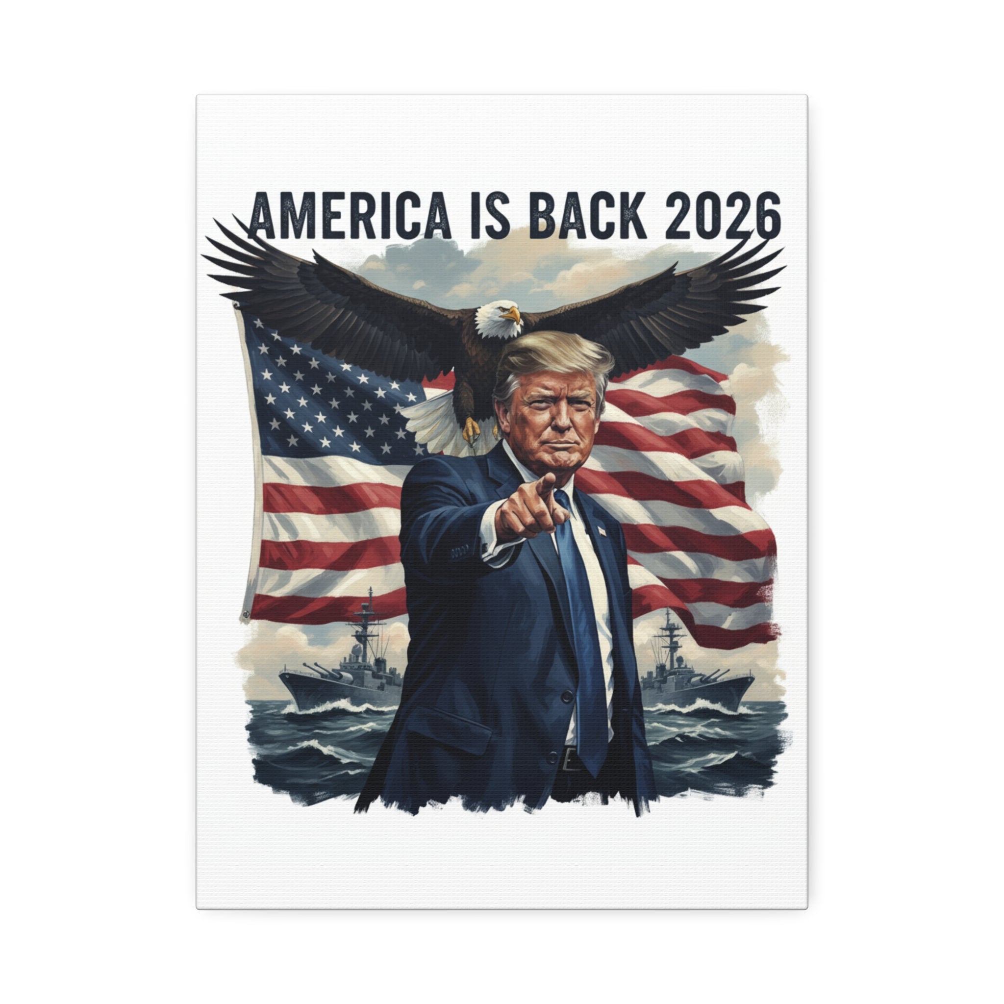 Patriotic 'America Is Back 2026' Canvas Wall Art