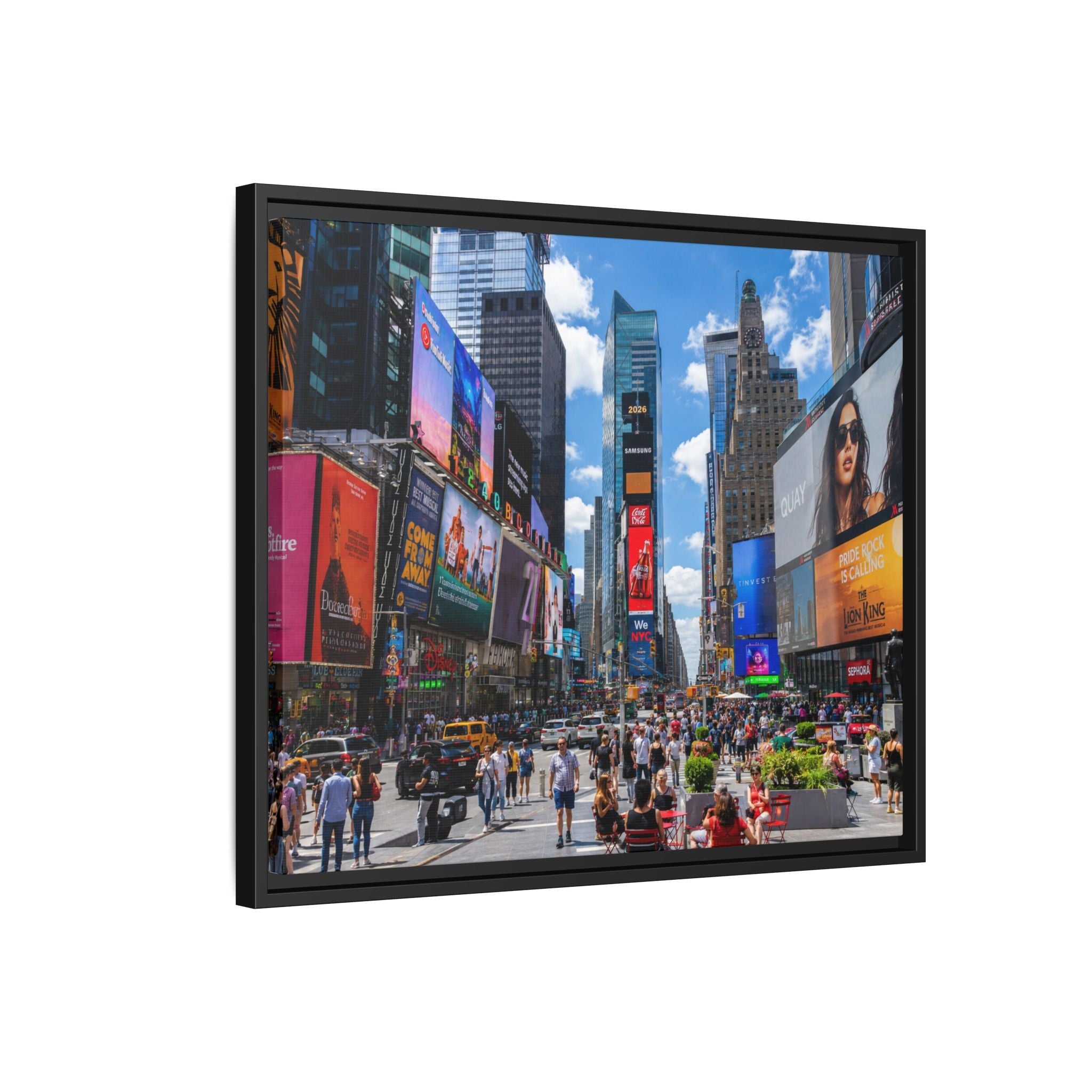 Times Square New York Matte Canvas Framed Wall Art — Vibrant Cityscape Photography