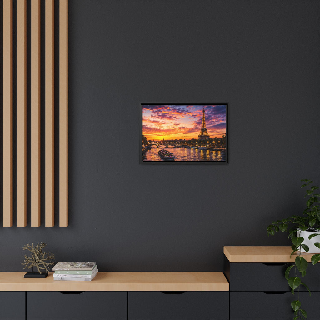 Paris Sunset Matte Canvas Wall Art - Framed - Stunning Picture