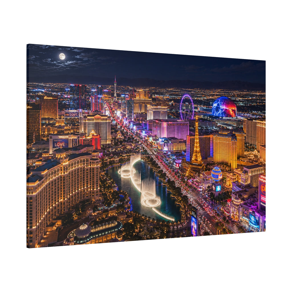 Las Vegas Strip Nightscape Matte Canvas Print — Stunning Vibrant Art