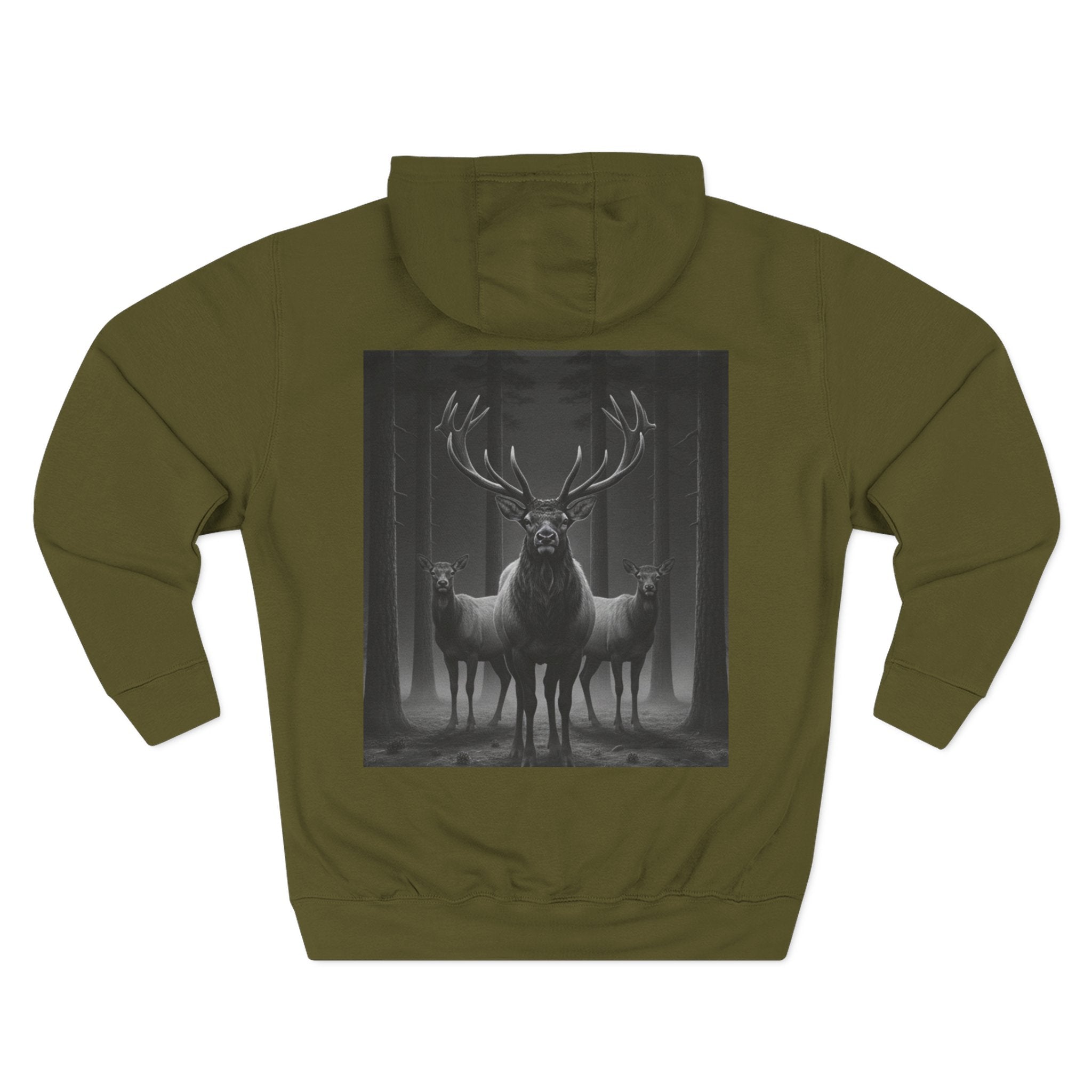 Mystic Stag Hoodie — Dark Forest Elk Trio Graphic Fleece